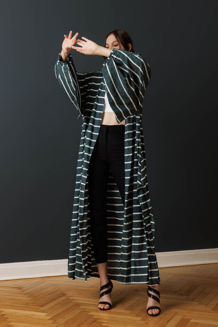 GREEN STRIPE GALA KAFTAN