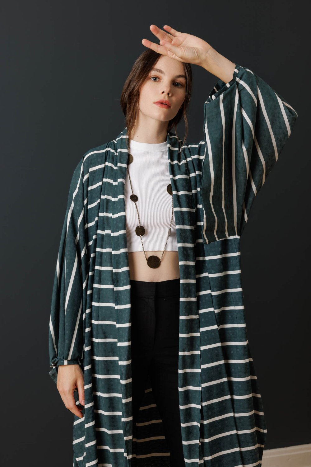 GREEN STRIPE GALA KAFTAN