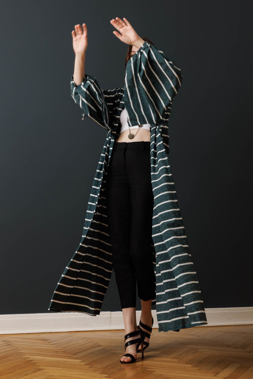 GREEN STRIPE GALA KAFTAN